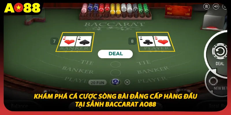Khám phá cá cược sòng bài đẳng cấp hàng đầu tại sảnh Baccarat AO88.
